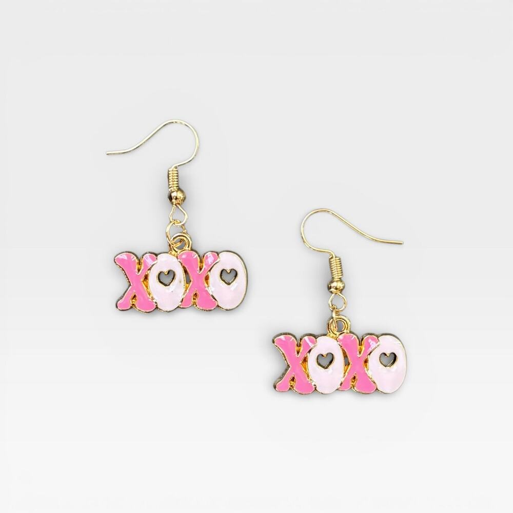 Light Pink & Pink XOXO Drop Earrings